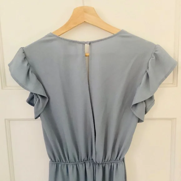 Monteau Woman's Size Small Blue Wide Leg Jumpsuit Ruffle Pant - Picture 8 of 10